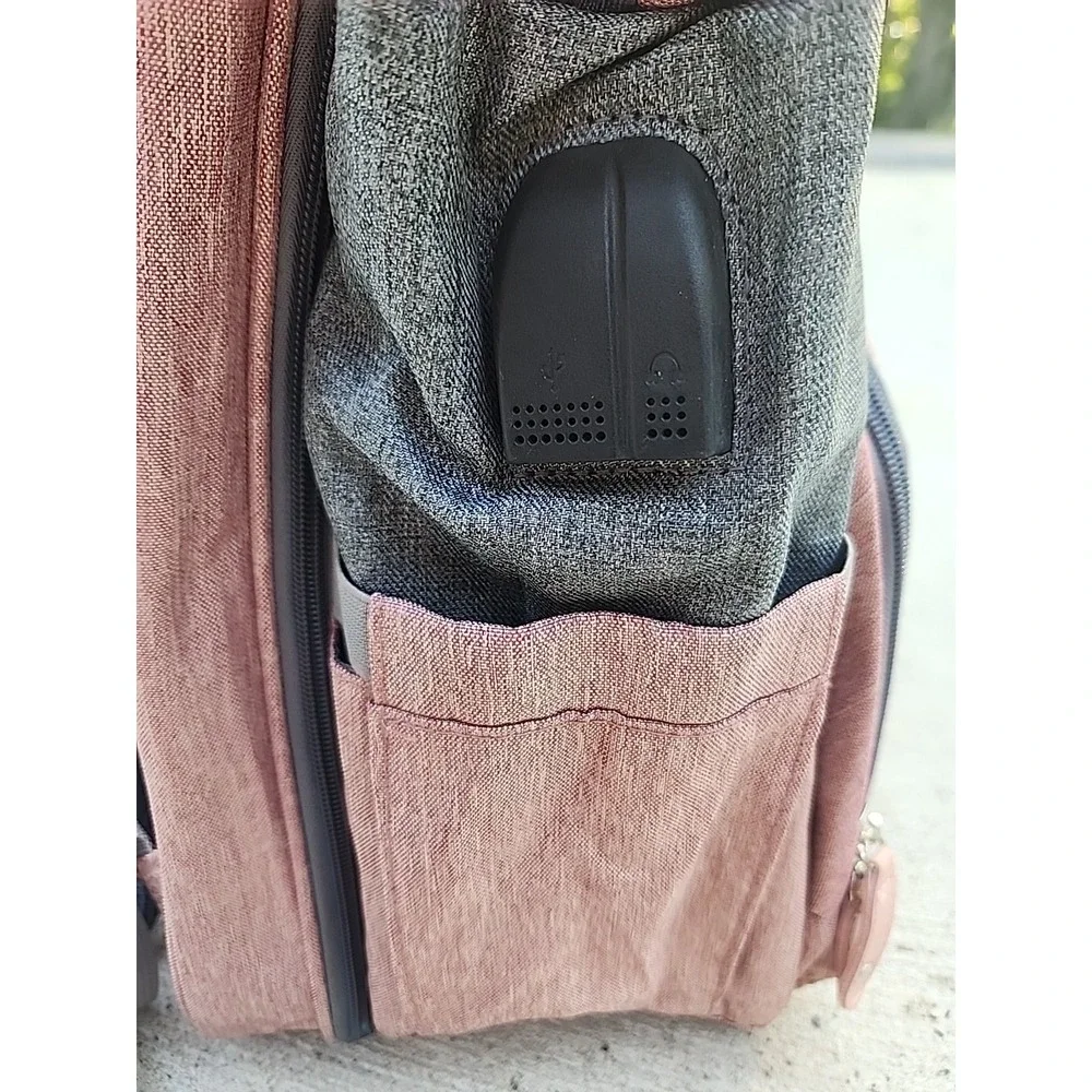 NEW DERJUNSTAR Red Diaper bag‎ Backpack with Portable Bassinet